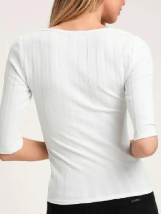 XS Free People White Central Park Ribbed Button-Front Cardigan Top - Picture 2 of 6